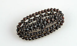 Antique Vintage Austrian Bohemian Gilt Silver Garnet Brooch Pin - Fox Jewellery