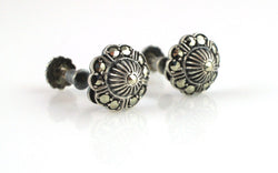 Vintage 925 Sterling Silver Marcasite Earrings - Fox Jewellery