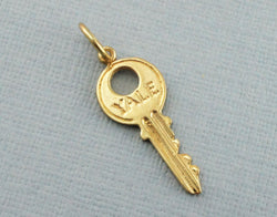 Vintage 9ct Yellow Gold Yale Key Charm - Pendant - 1964 - Fox Jewellery