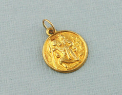 Vintage 9ct Solid Gold Round St Christopher Pendant - Charm - 1963 - Fox Jewellery