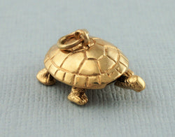 Vintage 9ct Yellow Gold Articulated Moving Tortoise Pendant - Charm - 1970 - Fox Jewellery