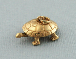 Vintage 9ct Yellow Gold Articulated Moving Tortoise Pendant - Charm - 1970 - Fox Jewellery