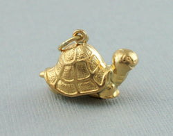 Vintage 9ct Yellow Gold Tortoise Pendant - Charm - 1970 - Fox Jewellery