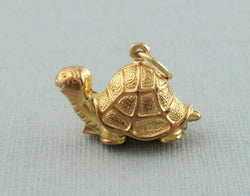 Vintage 9ct Yellow Gold Tortoise Pendant - Charm - 1970 - Fox Jewellery