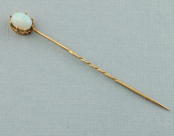 Antique Yellow Gold Natural Opal Stick Pin Tie Pin Fox Jewellery