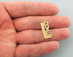 Fine Vintage 9ct Solid Gold LOVE Pendant - Charm - Fox Jewellery