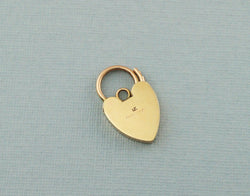 Vintage 9ct Yellow Gold Heart Padlock Clasp Pendant | Charm - Fox Jewellery