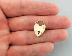 Antique 9ct Yellow Gold Heart Padlock Clasp / Charm / Pendant - Fox Jewellery