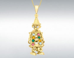 9ct Yellow Gold Articulated Clown Pendant - Charm - Fox Jewellery