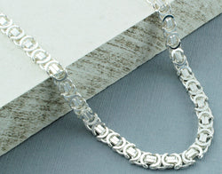 Mens Silver Bracelet 925 Sterling Silver Byzantine Bracelet 8" - Fox Jewellery