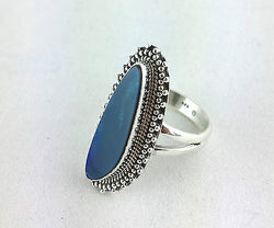 Opal Doublet 925 Sterling Silver Fancy Dress Ring - Size R - Fox Jewellery