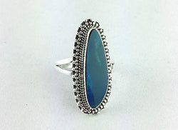 Opal Doublet 925 Sterling Silver Fancy Dress Ring - Size R - Fox Jewellery