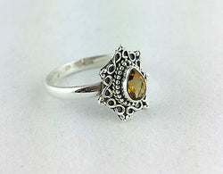 Light Brown Tourmaline 925 Sterling Silver Filigree Ring - Size O - Fox Jewellery