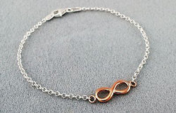Ladies Rose Gold Plated 925 Sterling Silver Infinity Bracelet 7.5 inches - Fox Jewellery