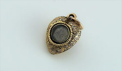 Antique Victorian Yellow Gold Heart Locket Charm Pendant - Fox Jewellery