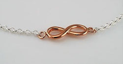 Ladies Rose Gold Plated 925 Sterling Silver Infinity Bracelet 7.5 inches - Fox Jewellery