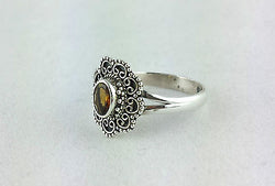 Orange Tourmaline 925 Sterling Silver Filigree Ring - Size P - Fox Jewellery