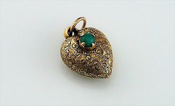 Antique Victorian Yellow Gold Heart Locket Charm Pendant - Fox Jewellery