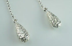 New 925 Stering Silver Diamond Cut Teardrop Dangle / Drop Earrings - Fox Jewellery