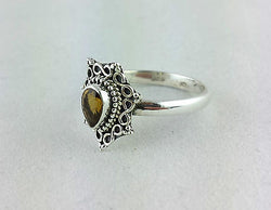 Light Brown Tourmaline 925 Sterling Silver Filigree Ring - Size O - Fox Jewellery