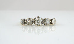 Stunning Antique 1.00ct Diamond 18ct Yellow Gold & Platinum 5 Stone Ring - Q 1/2 - Fox Jewellery