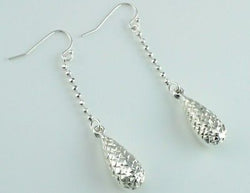 New 925 Stering Silver Diamond Cut Teardrop Dangle / Drop Earrings - Fox Jewellery