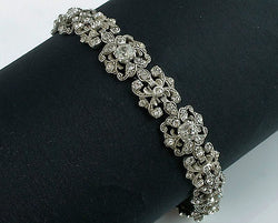Fine Antique Edwardian Silver Paste Bracelet / Austro - Hungarian - Fox Jewellery