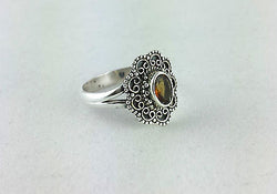 Orange Tourmaline 925 Sterling Silver Filigree Ring - Size P - Fox Jewellery