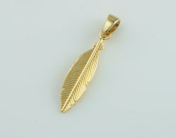 9ct Yellow Gold Feather Leaf Pendant Necklace 16",18",20" Chain - Fox Jewellery