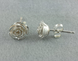 925 Sterling Silver Rose Stud Earrings - Fox Jewellery