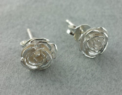 925 Sterling Silver Rose Stud Earrings - Fox Jewellery