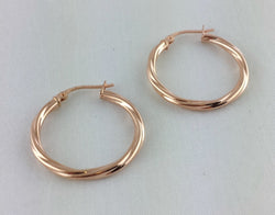 New 9ct Rose Gold Twisted Hoop Earrings - Fox Jewellery