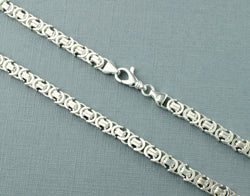 Mens Silver Chain 925 Sterling Silver Byzantine Chain Necklace 6.0mm - Fox Jewellery