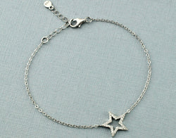 925 Sterling Silver Cz Star Bracelet - Fox Jewellery