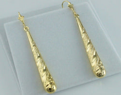 Victorian Style Large 9ct Yellow Gold Patterned Drop Earrings - Fox Jewellery