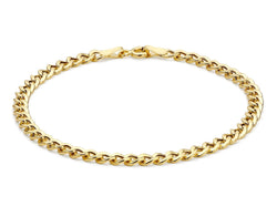 9ct Yellow Gold Hollow Flat Curb Bracelet 18cm / 7 inch - Fox Jewellery
