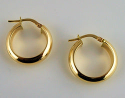 9ct Yellow Gold Round Plain Hoop Earrings - Fox Jewellery