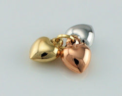 9ct Gold Yellow, White & Rose Colour Three Hearts Pendant / Charm - Fox Jewellery