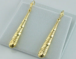 Victorian Style Large 9ct Yellow Gold Patterned Drop Earrings - Fox Jewellery