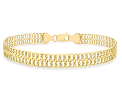 9ct Yellow Gold Figure 8 Double Curb Chain Bracelet 19cm / 7.5 inch - Fox Jewellery