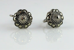 Vintage 925 Sterling Silver Marcasite Earrings - Fox Jewellery