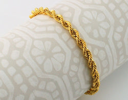 9ct Yellow Gold Hollow Rope Chain Bracelet 19cm / 7.5 inch - Fox Jewellery