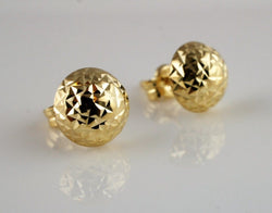New 9ct Yellow Gold 8mm Diamond Cut Half Ball Stud Earrings - Fox Jewellery