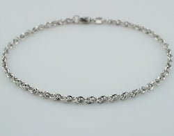 9ct White Gold Diamond Cut Prince Of Wales Bracelet  7" - Fox Jewellery