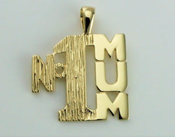9ct Solid Gold "No1 Mum" Pendant - Charm - Fox Jewellery