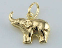 9ct Yellow Gold Baby Elephant Charm - Pendant - Fox Jewellery