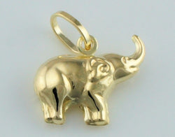 9ct Yellow Gold Baby Elephant Charm - Pendant - Fox Jewellery