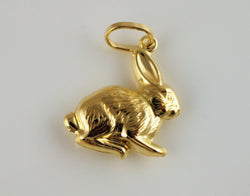 9ct Yellow Gold Rabbit Charm / Pendant - Fox Jewellery