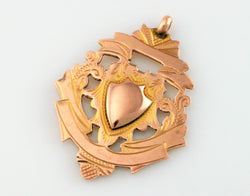 Antique Vintage 9ct Rose Gold Albert Chain Fob Medal 1909 - Fox Jewellery
