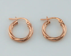 New 9ct Rose Gold Twisted Hoop Earrings - Fox Jewellery